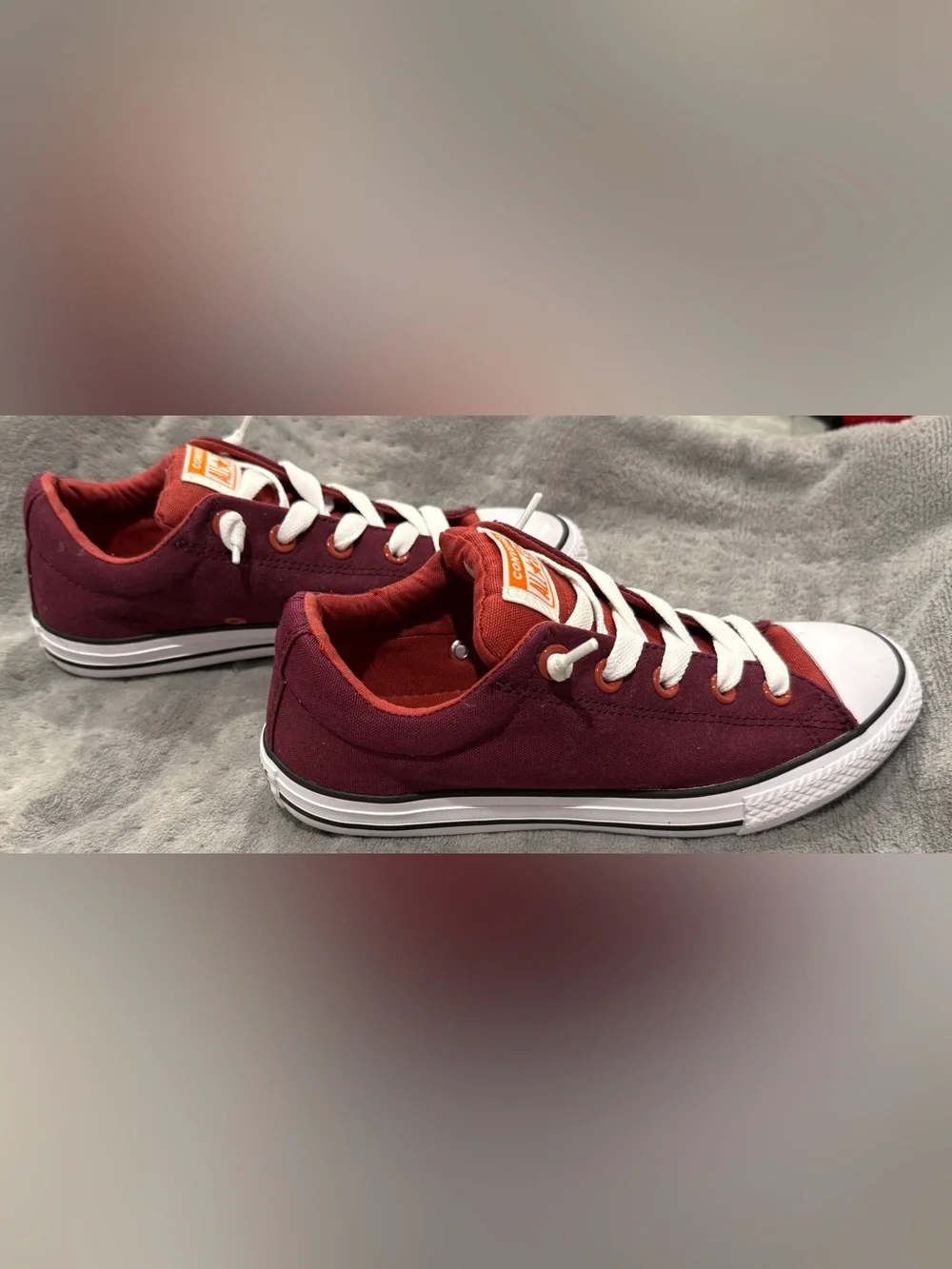 Converse Kids Burgundy and White Low Top Sneakers